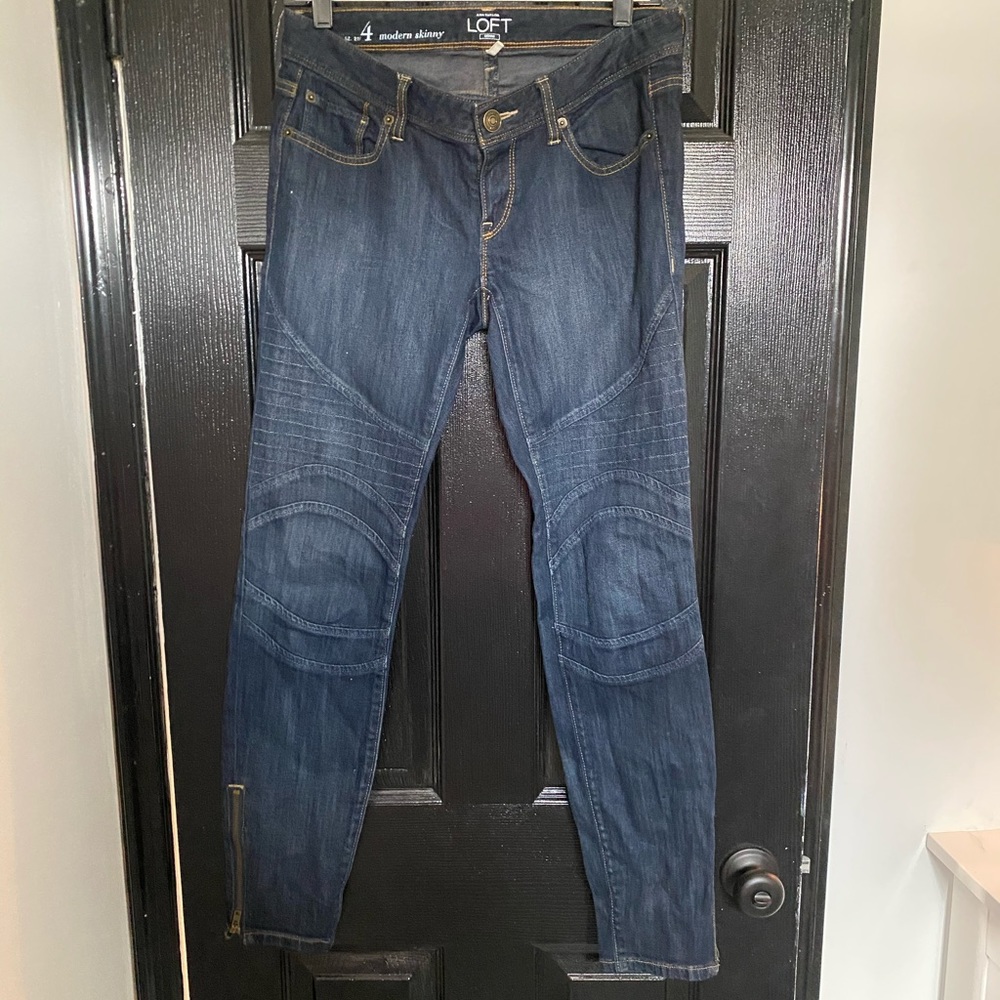 LOFT MOTO SKINNY DENIM Size 4 (27) Side Zip Ankles MOTO